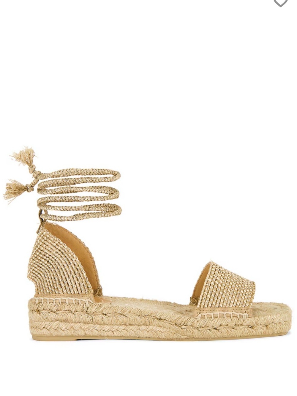 Castaner Silvia Ankle-Tie Espadrille Sandal Gold 38